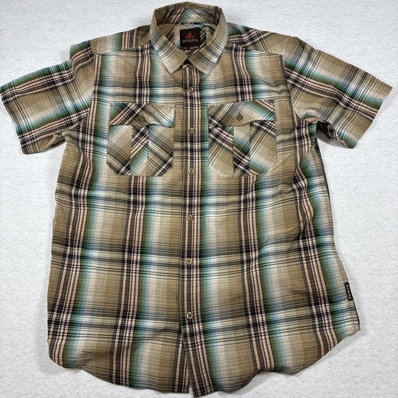 Prana Other - prAna Button Up Shirt Short Sleeve Mens Medium Plaid Organic Cotton Polyester